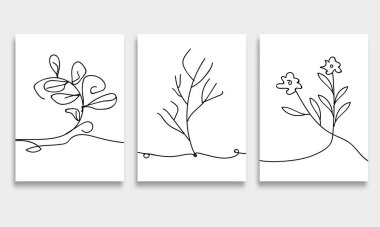 Soyut el çizimleri çiçek tasarımı elementleri, çizgi sanatı.