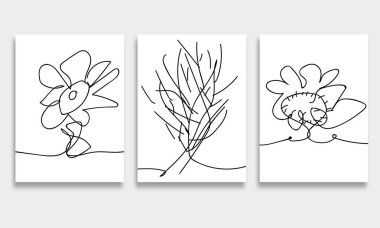 Soyut çiçek çizimi. El çizimi çizimi. Modern sanat baskısı. modern sanat.