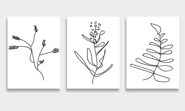 El çizimi çiçek soyut seti