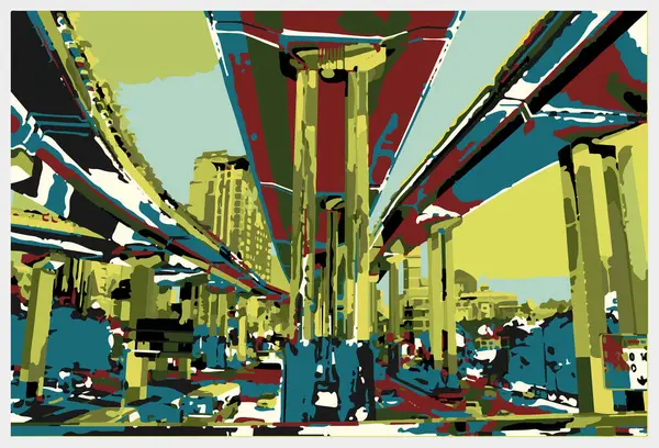 Charlotte 'un simgesi olan baskı binası manzarası Güney Carolina' da bir şehirdir. vektörde elle çizilmiş suluboya sıçraması.