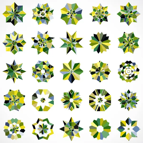 soyut yeşil geometrik elementlerin vektör kümesi