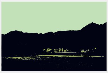 Sabaha dağ silueti. vektör arkaplanı