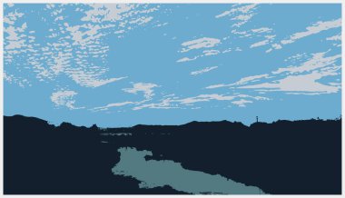 Gökyüzünde bulutlu dağların ve tepelerin manzarası