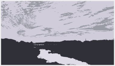 Beyaz arkaplanda bir dağın vektör silueti.