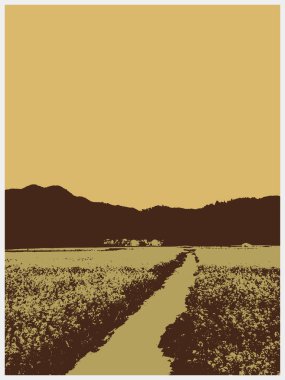 Dağlar ve ağaçlarla soyut arkaplan