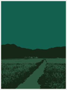 Beyaz gökyüzü ile yeşil alanın arka planının vektör çizimi