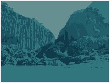 Dağın arka planında dağlar olan vektör illüstrasyonu