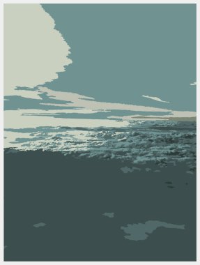 Güzel bir arkaplanı olan bir denizin vektör çizimi