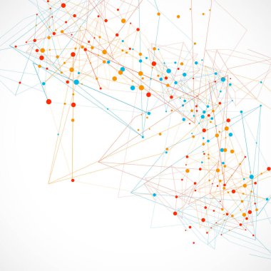 Beyaz arkaplanda soyut bağlantılı noktalar ve noktalar