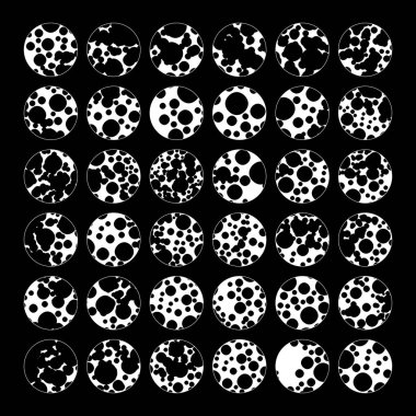 Siyah ve beyaz vektör yuvarlak çerçeveleri kümesi