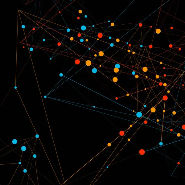 Bağlı çizgilerle soyut arkaplan, noktalar. vektör illüstrasyonu.