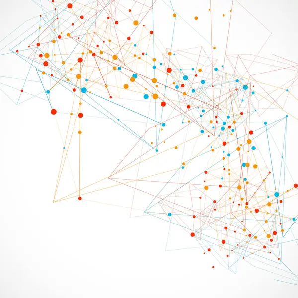 Beyaz arkaplanda soyut bağlantılı noktalar ve noktalar