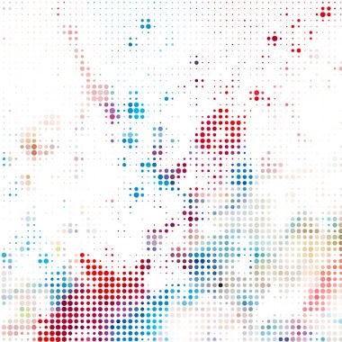 Beyaz arkaplanda renkli noktalar