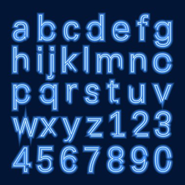 Mavi arkaplanda alfabe harfleri