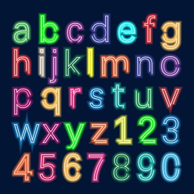 Parlak ışıklardan oluşan alfabe