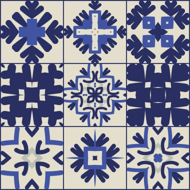 Dört mavi beyaz kar tanesi seti. vektör