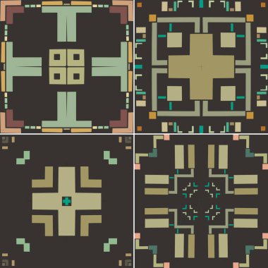 Dört farklı renkte arka planda dört tane pürüzsüz desen..