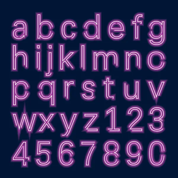 neon harfler kümesi