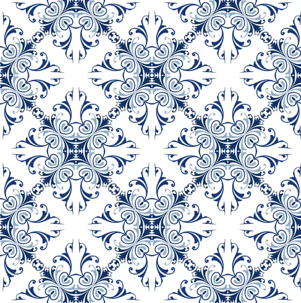 Portekiz fayansları azulejo fayansları. Kusursuz vektör çizimi. Kusursuz vektör tasarımı. Tişört ve keten için mavi ve kırmızı etnik altyapı,