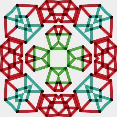 Kırmızı ve yeşil ile soyut fraktal desen arkaplanının vektör çizimi