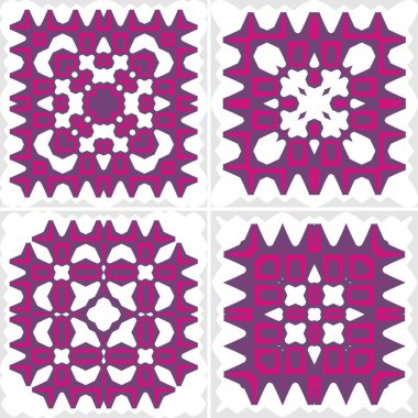 Dört tane dekoratif kusursuz desen. vektör illüstrasyonu