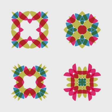 Dört çiçek desenli, tasarım elementi. vektör illüstrasyonu