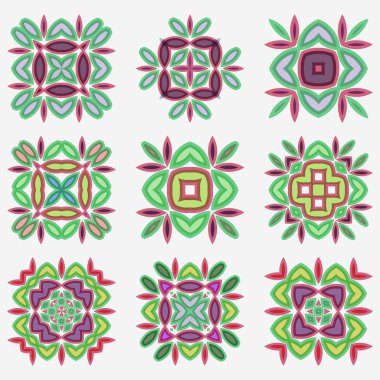 Dekoratif çiçek unsurları koleksiyonu, kusursuz desen