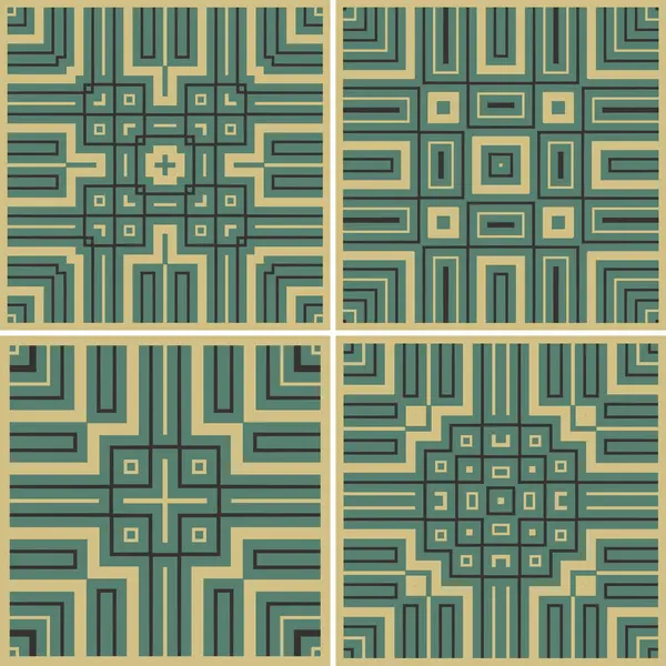 Bir dizi geometrik dikişsiz kalıp. Çizgiler ve karelerle soyut geometrik arkaplan. Vektör çizimi. 10 saniye.