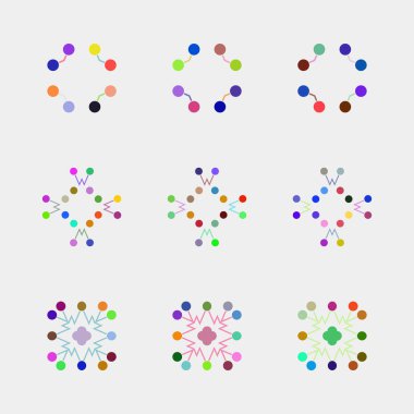 Renkli yuvarlak noktalı vektör simgeleri kümesi