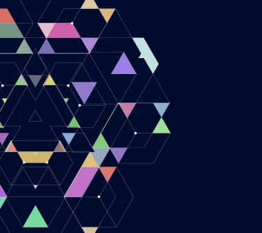 Kare ve vektör arkaplanlı renkli geometrik desen.