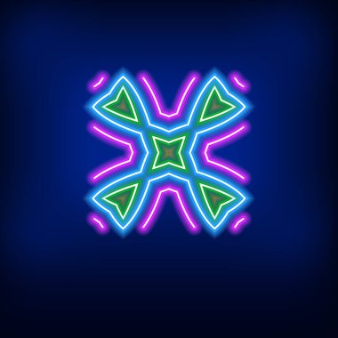 Parlayan neon çizgi sihirli top ikonu siyah arkaplanda izole edildi. Kristal küre. Renkli