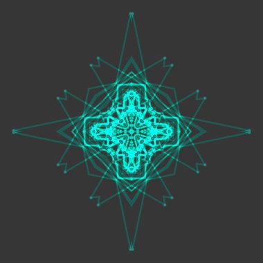 Siyah arkaplanda soyut geometrik şekil.