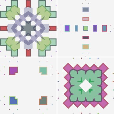 Etnik tarzda dört renksiz desen.