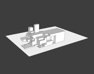 3D modelli ev binası. 3D görüntüleme. 3d oluşturma