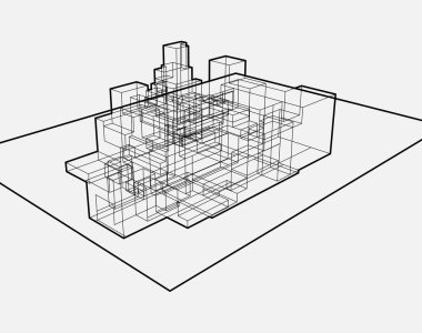 Mimari sanat konseptinde soyut çizgiler, minimum geometrik şekiller.