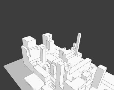 Gri arkaplanda şehrin 3 boyutlu modeli.