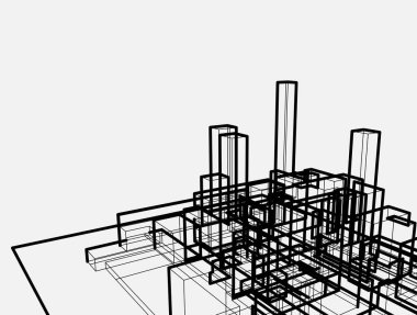 soyut mimari 3 boyutlu illüstrasyon