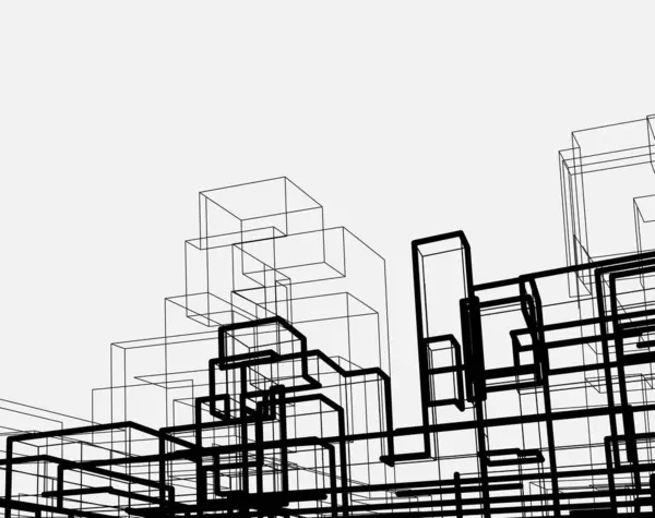 Mimari sanat konseptinde soyut çizgiler, minimum geometrik şekiller.
