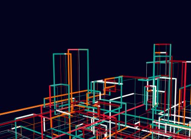 Renkli çizgiler ve dikdörtgenlerle soyut bir arkaplan. vektör illüstrasyonu