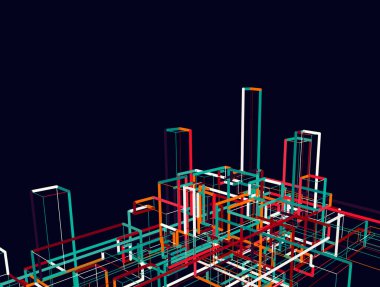 Soyut dijital teknoloji arkaplanının 3 boyutlu görüntülenmesi