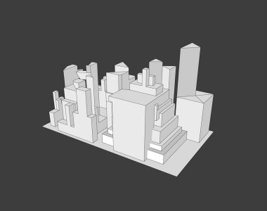 3d şehir modeli perspektifte