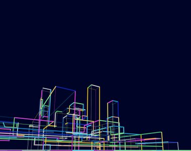 soyut mimari 3 boyutlu illüstrasyon
