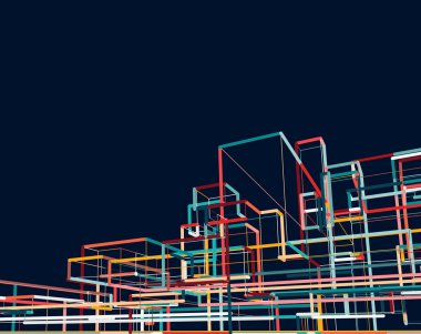 soyut mimari 3 boyutlu illüstrasyon