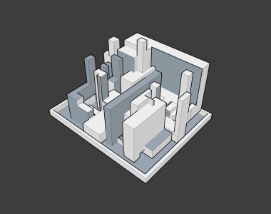 Şehir binaları. 3 boyutlu illüstrasyon. yüksek kaliteli 3d illüstrasyon