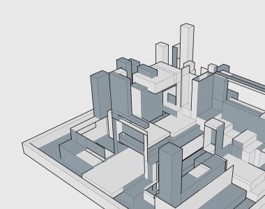 soyut şehir 3 boyutlu tasarım, model tasarımı