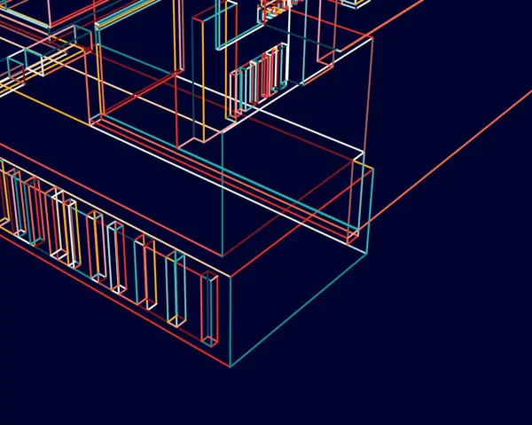 Yapısı ve mimarisi olan soyut bir bina.