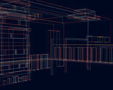 Mimari sanat konseptinde soyut çizgiler, minimum geometrik şekiller.