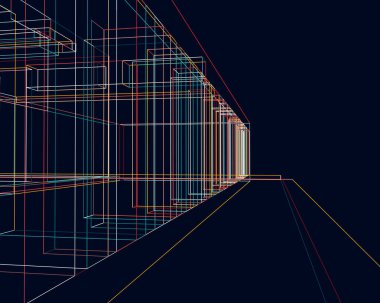 Mimari sanat konseptinde soyut çizgiler, minimum geometrik şekiller.