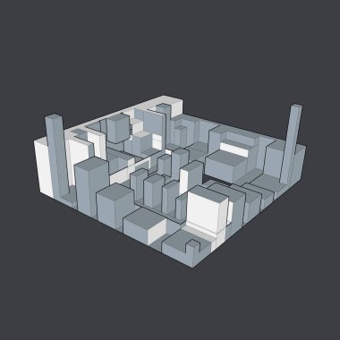 3 boyutlu izometrik şehir vektör çizimi