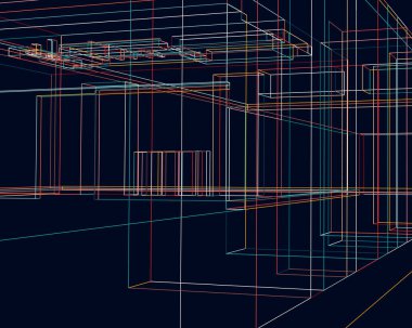 ev mimarisi çizimi 3 d illüstrasyon